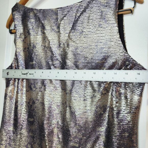 Muse Gold Silver Purple Sequin Bodycon Mini Cocktail Dress Size 6 - Picture 13 of 14